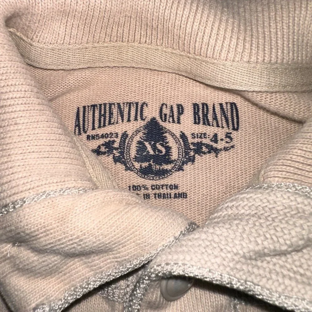 VINTAGE GAP KIDS tan Button Collar Sweater 4-5 Years LOGO polo fleece